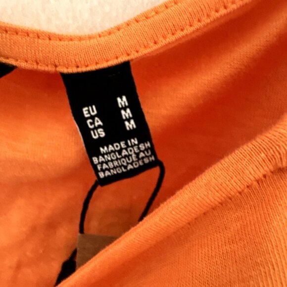 Vero Moda Womens M Crop Top Front Knot Tangerine Orange Eyelet Puff Sleeve - Picture 8 of 9